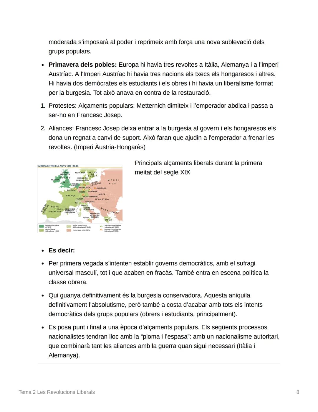 # Tema 2 Les Revolucions Liberals

1. Estats i Nacions

*   Estat: Comunitat política amb fornteres.

*   Predominants a l'Antic règim, ja q