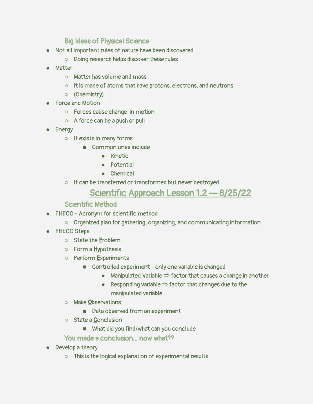 # Science
Physical Science Notes
Emmalee E. Smith

# Chapter 1 - Science

## Overview

Physical Science Lesson 1.1-8/24/22

*   System of kn