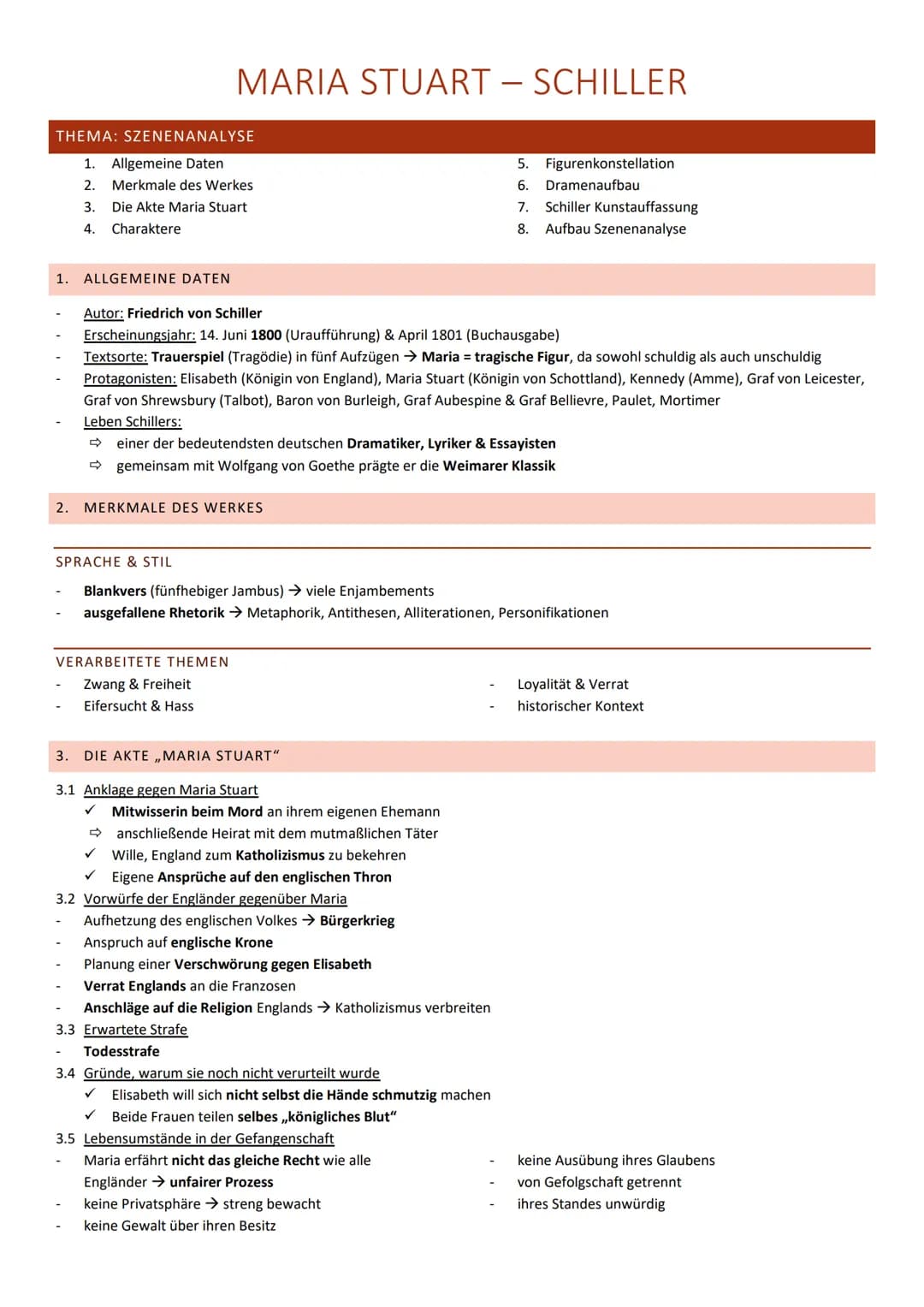 # MARIA STUART - SCHILLER

THEMA: SZENENANALYSE

1. Allgemeine Daten
2. Merkmale des Werkes
3. Die Akte Maria Stuart
4. Charaktere
5. Figure