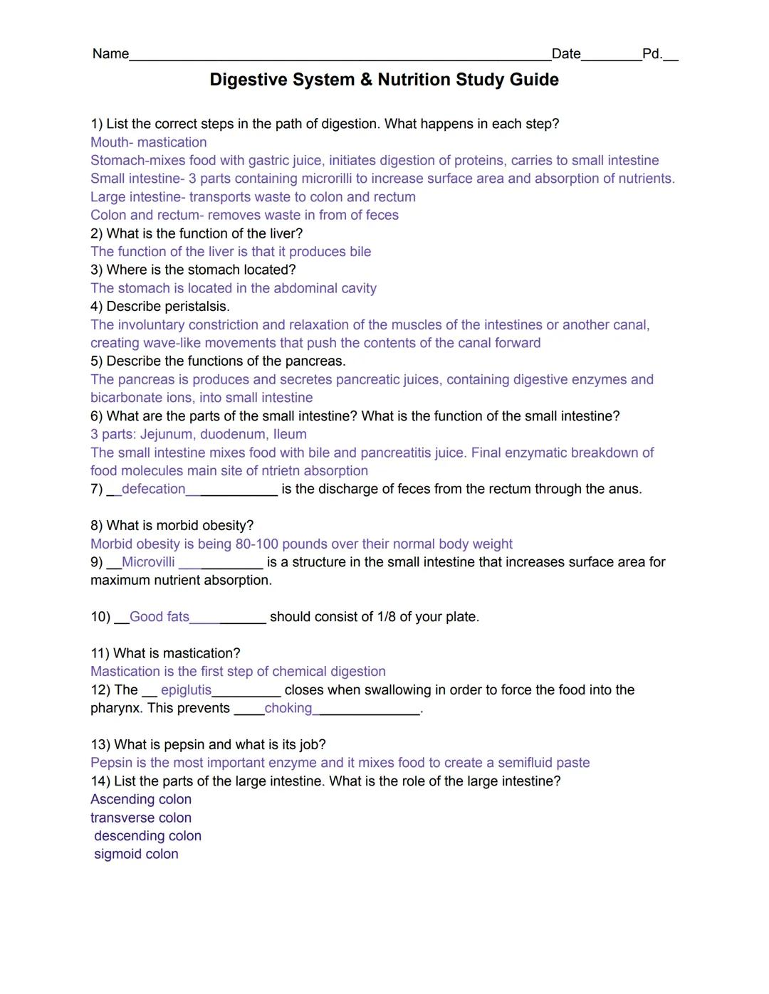 Name________________________________________________________________Date________________Pd.__________

# Digestive System & Nutrition Study 