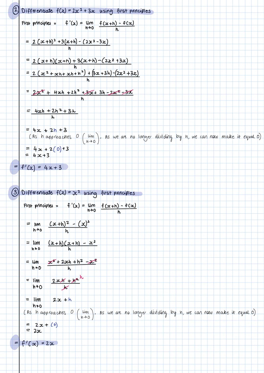 differentiating from first
principles
This is a graph of y = x² or f(x) = x²

f(x+h)
*B
A
x
Xth

The Gradient of Line AB = rise
nun
As B get