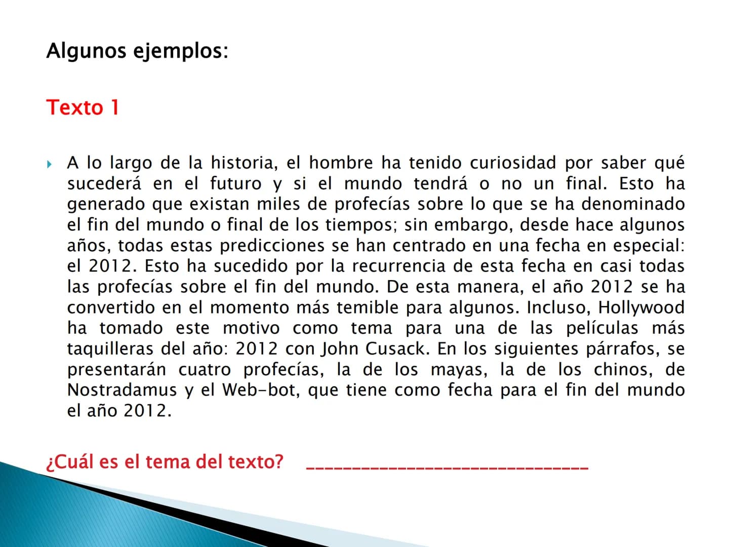 # El tema y las ideas principales # OBJETIVOS DE APRENDIZAJE

► Reconoce la importancia de la idea temática en la
comprensión y producción t