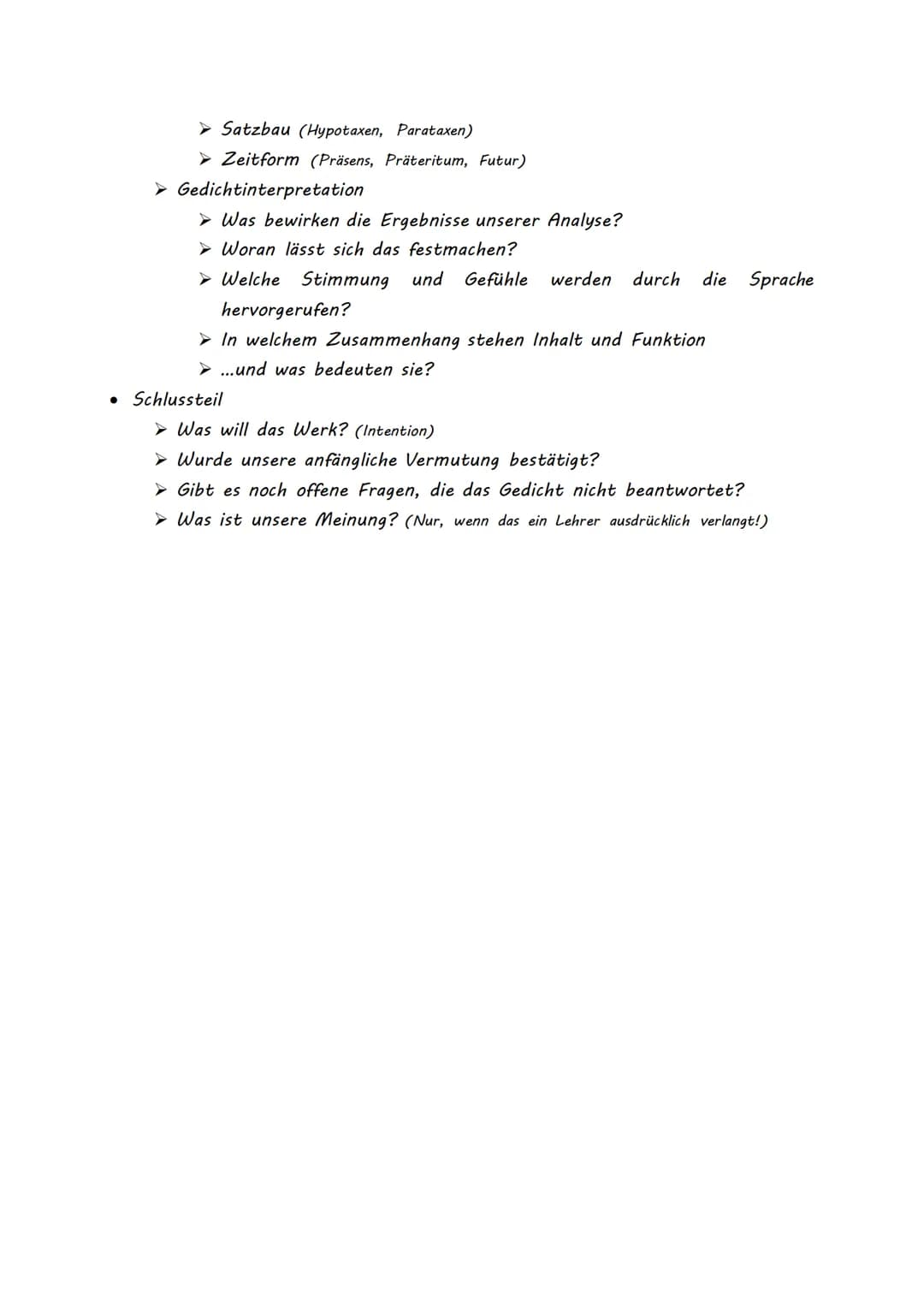 # GEDICHTANALYSE

*   Gedicht auf Elemente wie Stilmittel, Reimschema und Versmaß analysieren

definition
*   kommt aus dem Griechischen = „