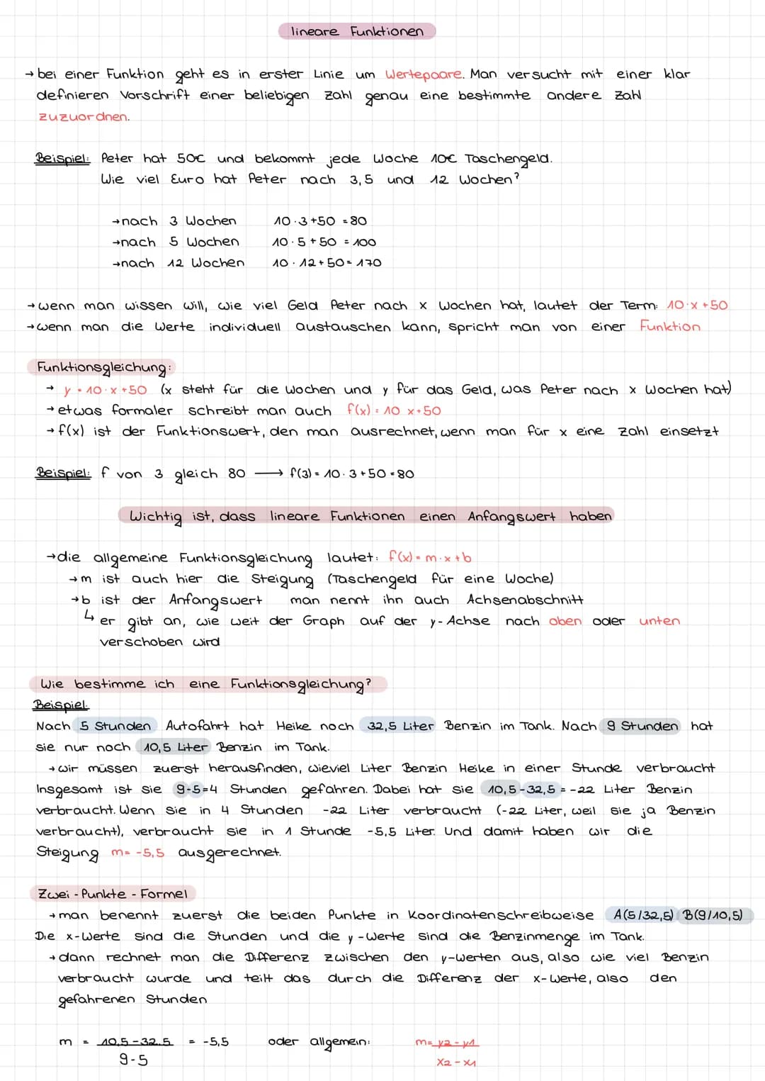 # lineare Funktionen

→bei einer Funktion geht es in erster Linie um Wertepoare. Man ver sucht mit einer klar
definieren vorschrift einer be