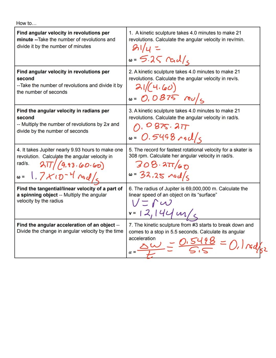# Finding angular velocity and acceleration

1. A record player spins at 33 rpm. Calculate the
angular velocity in revolutions per $\frac{re