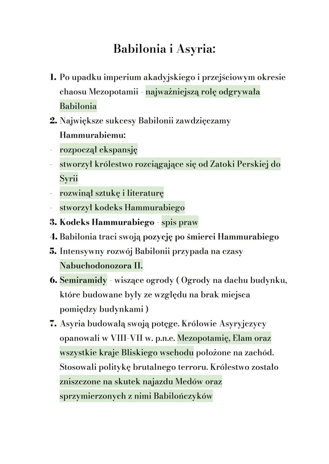 # Babilonia i Asyria:

1.  Po upadku imperium akadyjskiego i przejściowym okresie
chaosu Mezopotamii - najważniejszą rolę odgrywała
Babiloni