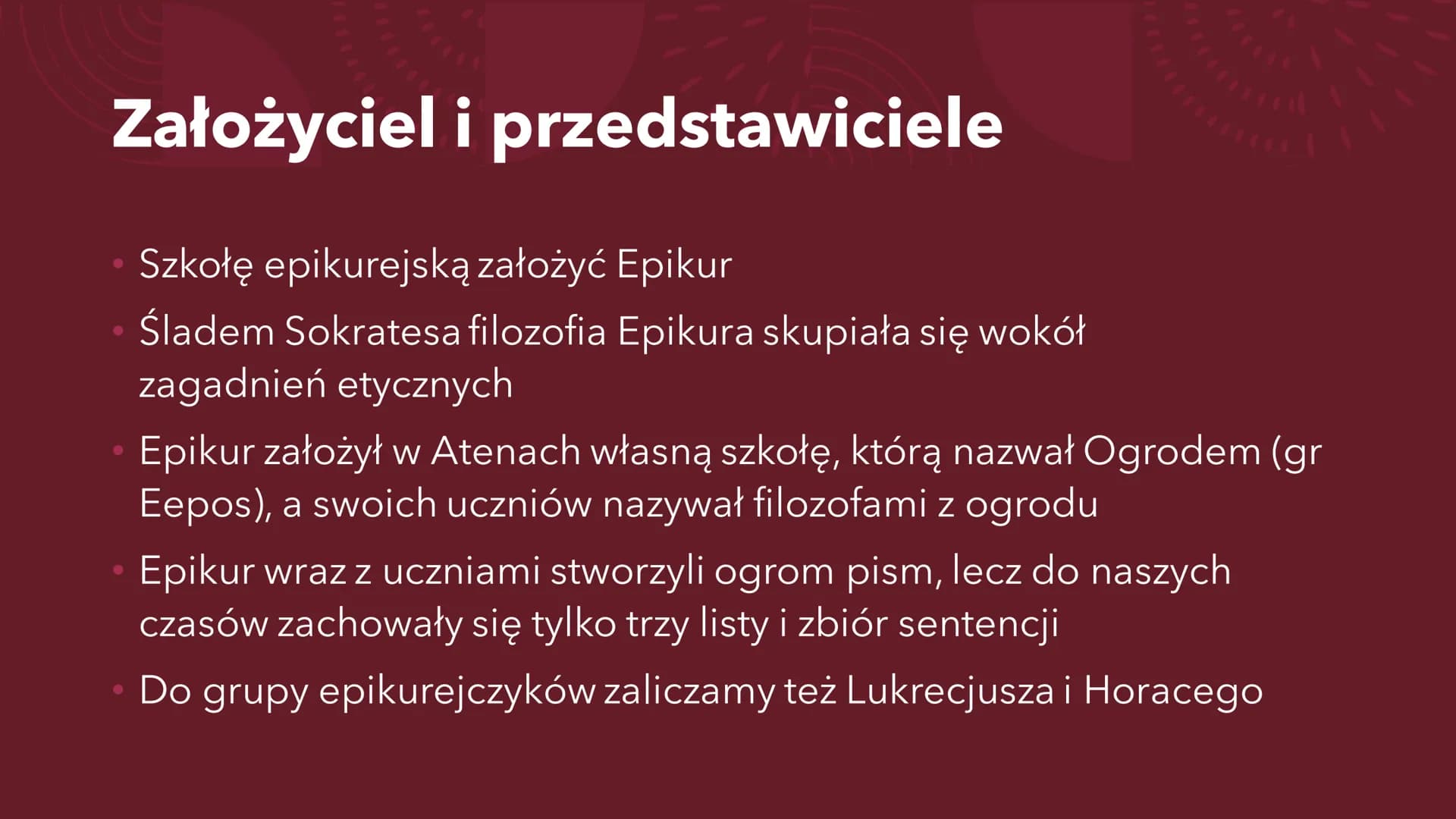 # STOIZM, EPIKUREIZM I SCEPTYCYZM

Ogólne informacje # STOICY # Założyciel i przedstawiciele

*   Szkołę stoicką założył Zenon z Kition
*   