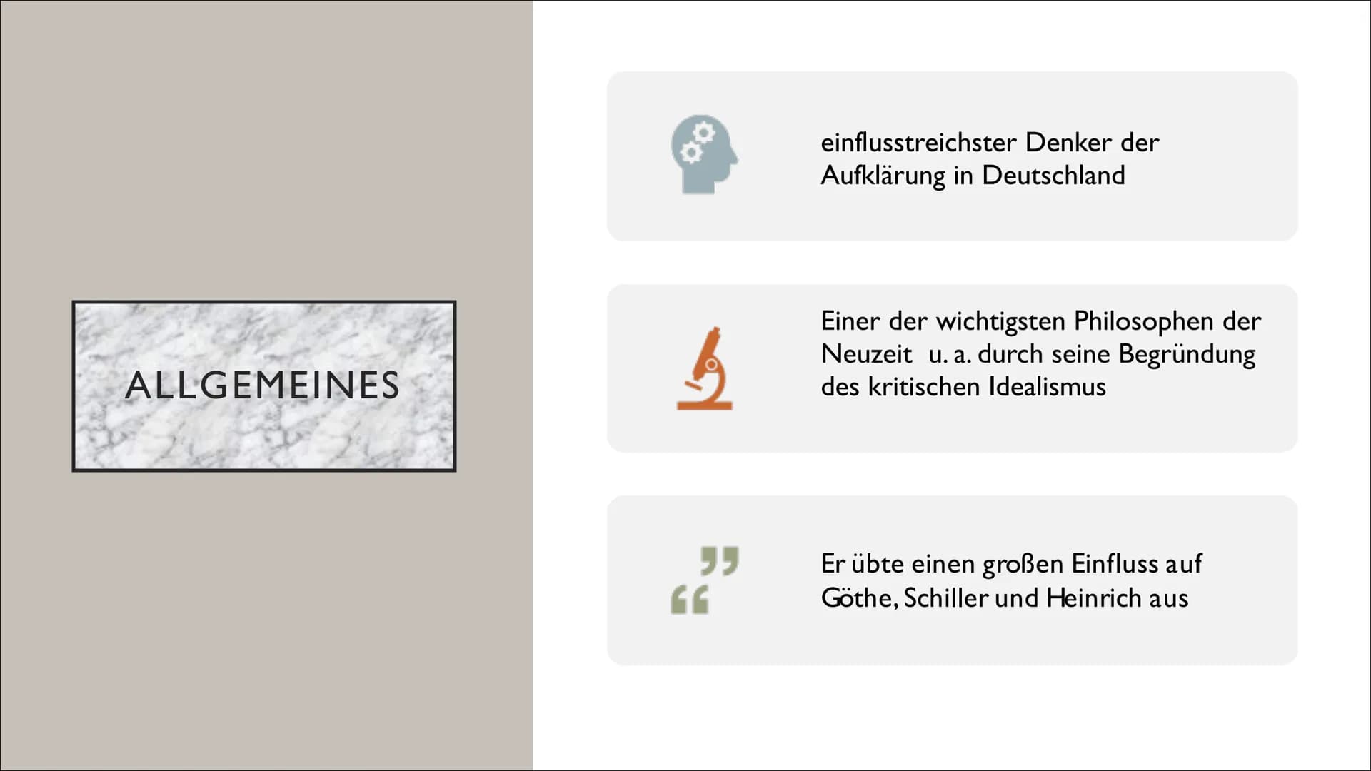 IMMANUEL KANT

Von Anna Lena und Anna INHALT

1. Steckbrief
2. Allgemeines
3. Biografie
4. Kritik der reinen Vernunft(die vier
wesentlichen 