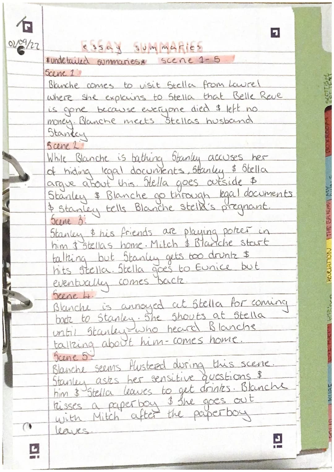 02/09/22

# essay summaries
*undetailed summaries* scene 1-5
Scene 1
Blanche comes to visit Stella from Laurel.
where she explains to Stella