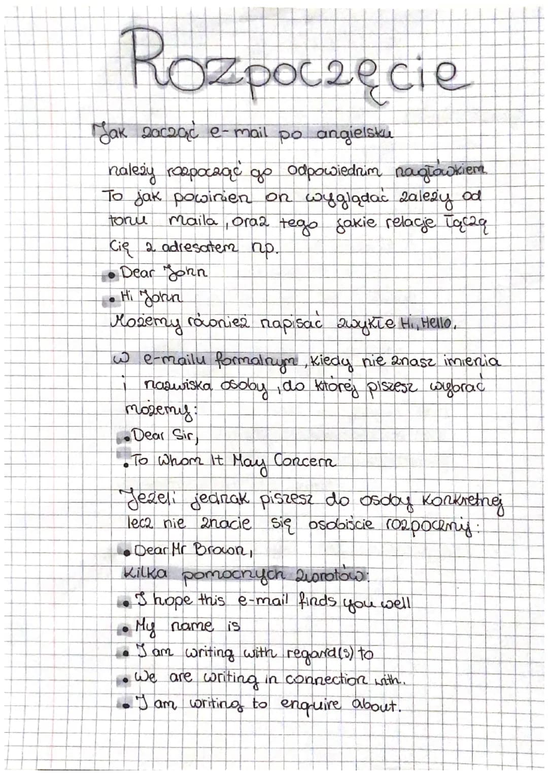 # Rozpoczęcie

Jak zacząć e-mail po angielsku

należy rozpocząć go odpowiednim nagłówkiem
To jak powinien on wyglądać zależy od
toru maila, 