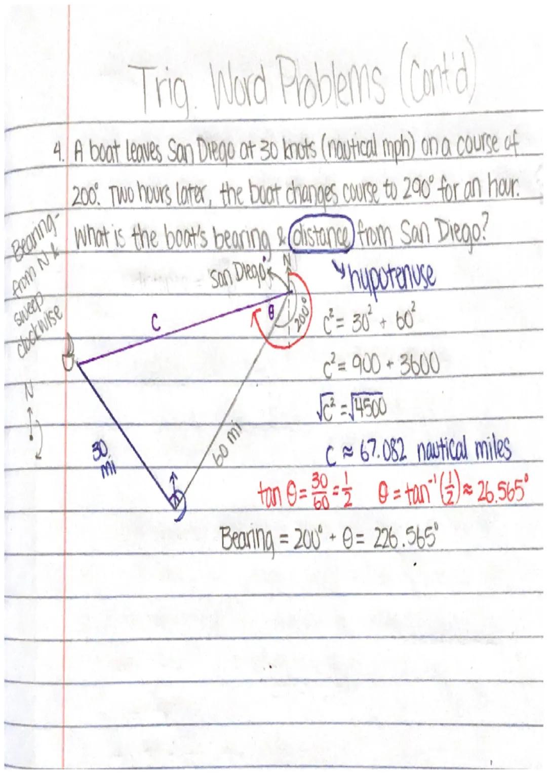 4.8 P9.328

Trig. Word Problems

angle of
depression

angle of
elevation

Ex. A loft. 2 in tall man looks up at a 37 angle to the top of a
b