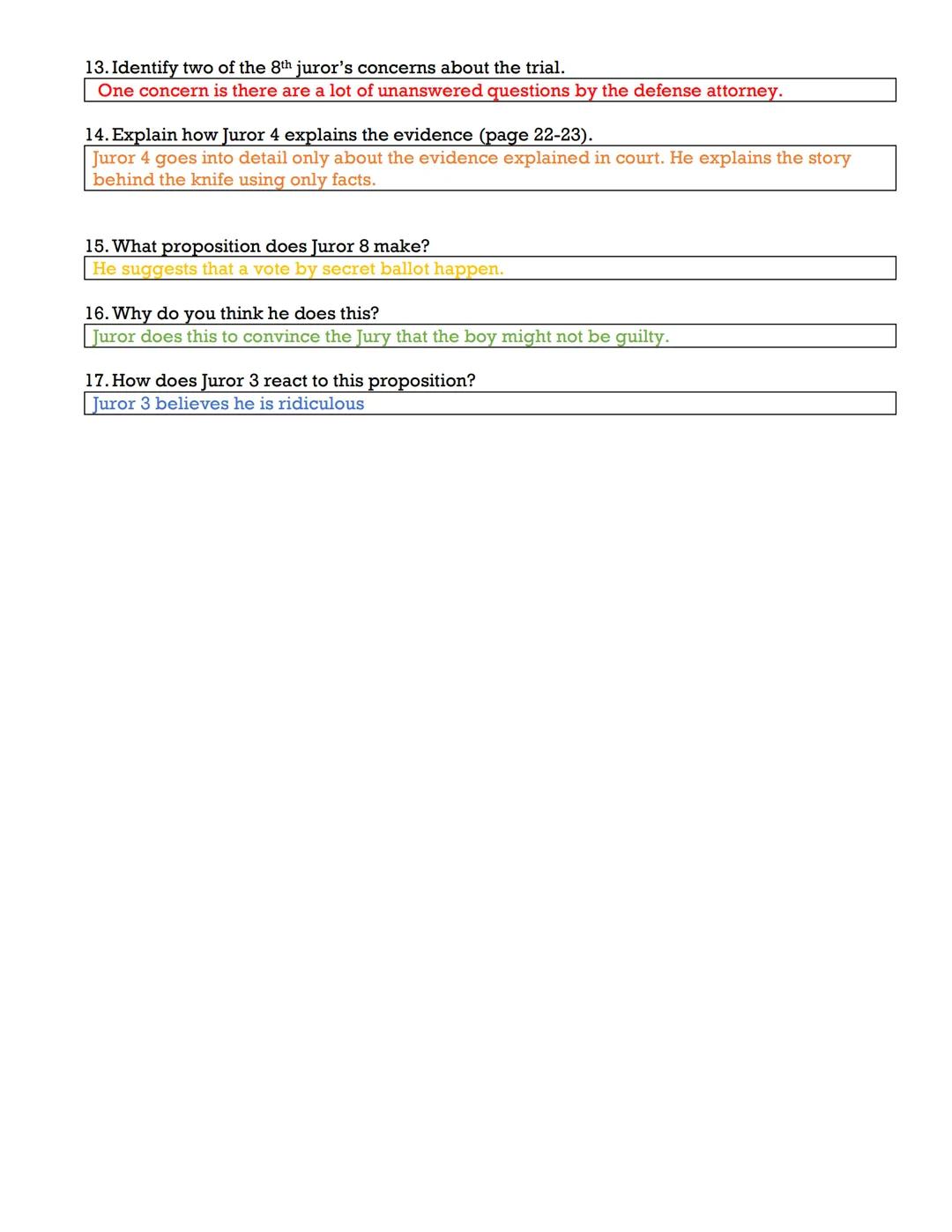# Twelve Angry Men Study Guide

Act I

1. Describe the setting.

Bare, empty room. Uncomfortable seats. Long table.

2. What is the defendan