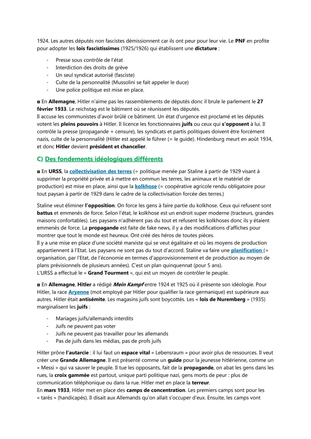 Chapitre II

Les régimes totalitaires

Introduction

La crise de 1929 a permis la mise en place de régimes totalitaires en Europe: Stalinism