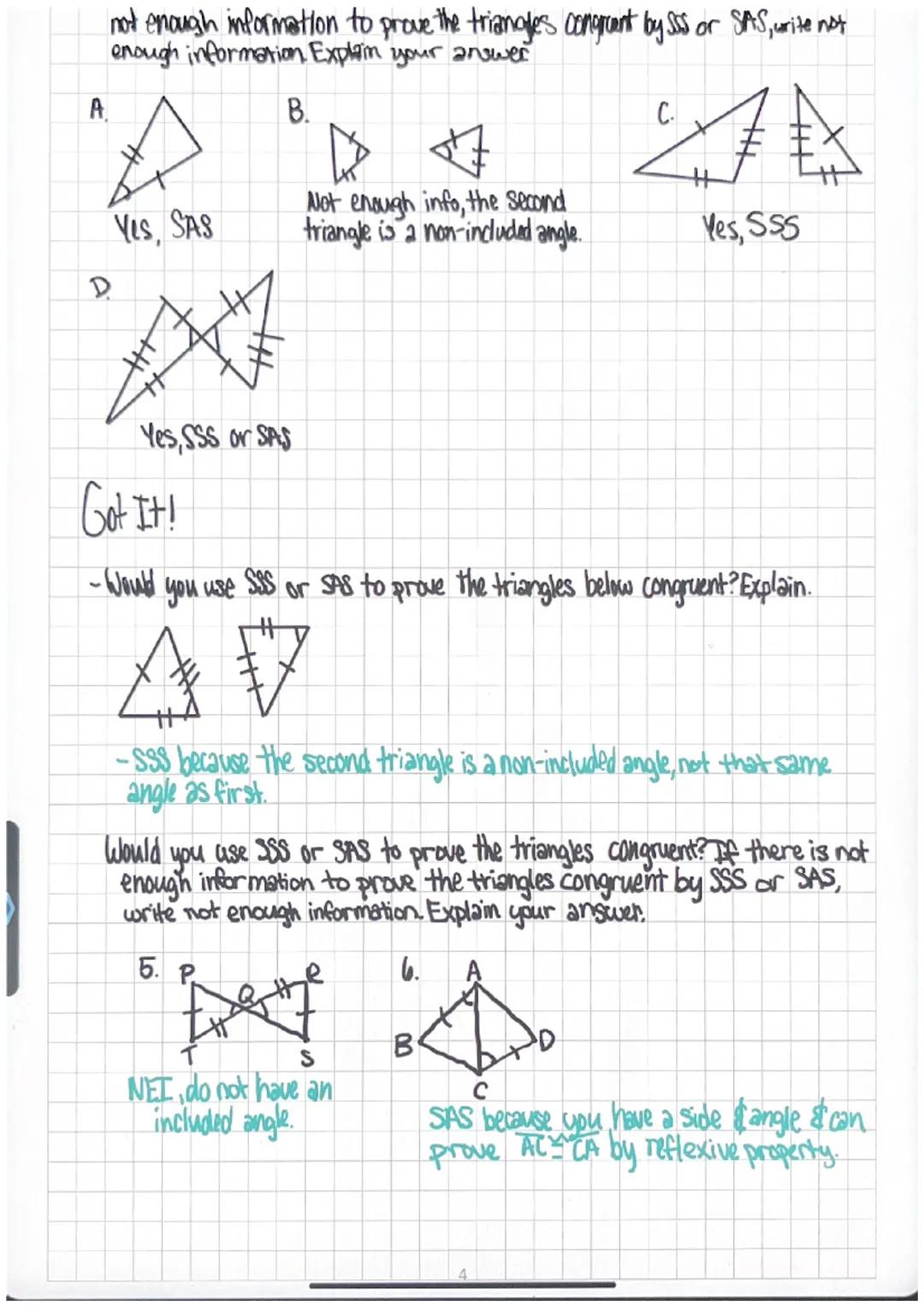 # 3-2 Triangle Congruence by SSS & SAS

Postulate 14-Side-Side-Side/SSS) Postulate

Postulbite- If the three sides of one triangle are congr