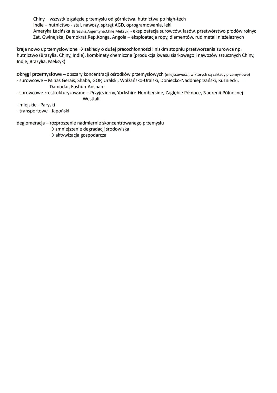 # PRZEMYSŁ - dział gospodarki zajmujący się wydobywaniem / pozyskiwaniem zasobów naturalnych i
przetwarzaniem ich w dobra produkcyjne i kons