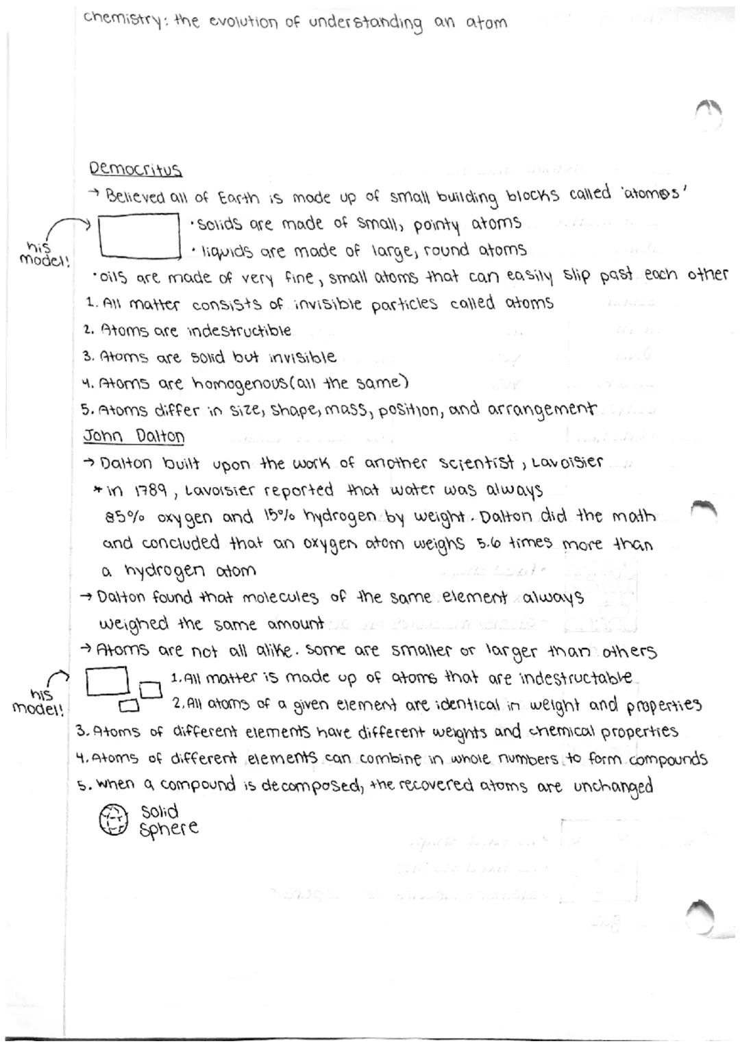 chemistry: the evolution of understanding an atom

his
model!

Democritus
→Believed all of Earth is made up of small building blocks called 