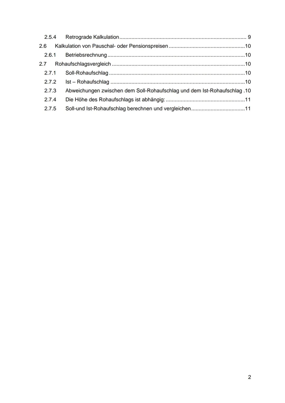 # Inhaltsverzeichnis

1 Istkostenrechnung zu Vollkosten: 3

1.1 Bezugskalkulation: 4

1.1.1 Progressive Bezugskalkulation. 4

1.1.2 Retrogra