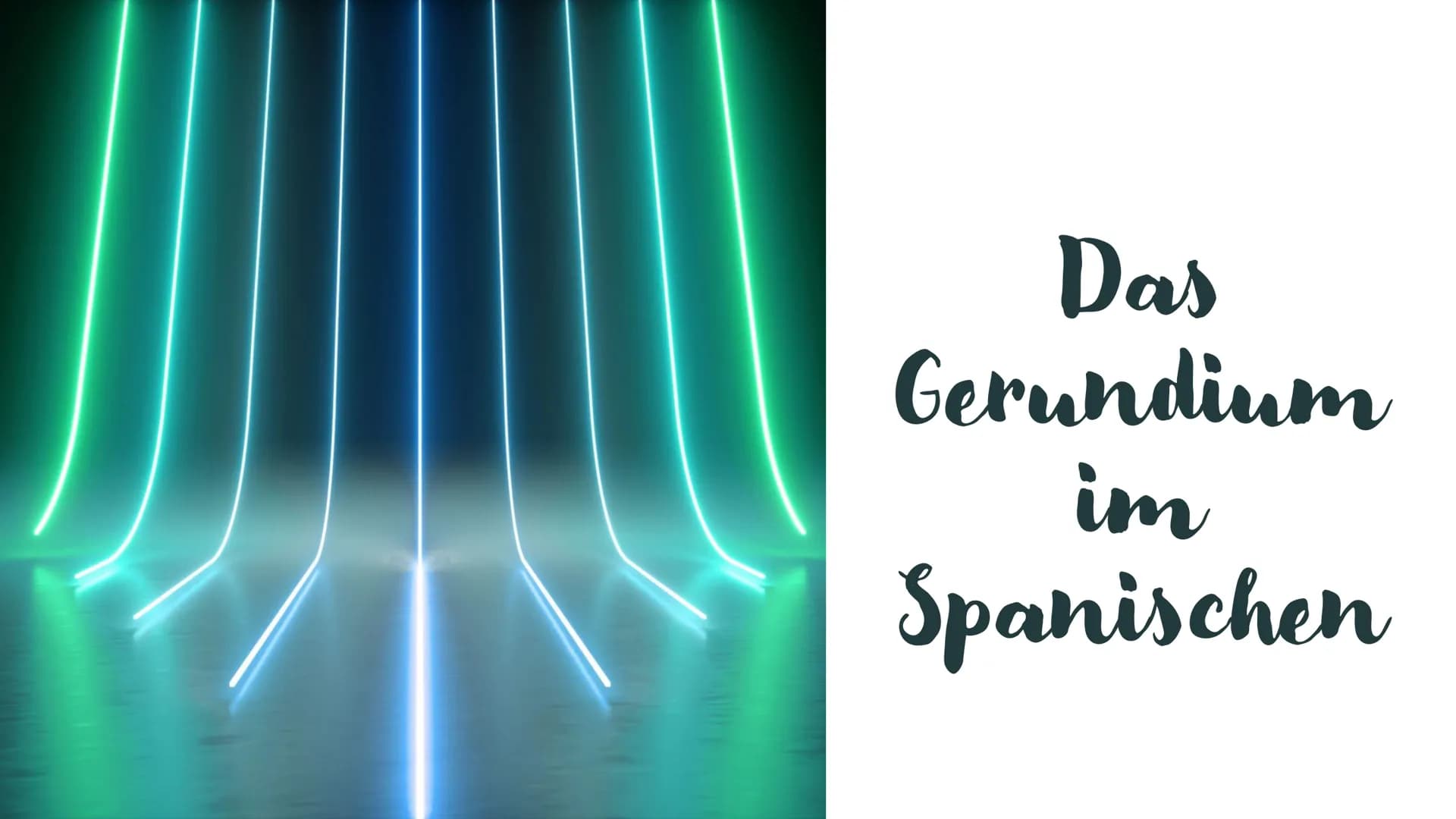 Das
Gerundium
im
Spanischen # Bildung des gerundio:

Das Gerundium bildet man mit dem
Verbstamm und mit den Endungen
-ando oder -iendo

|   