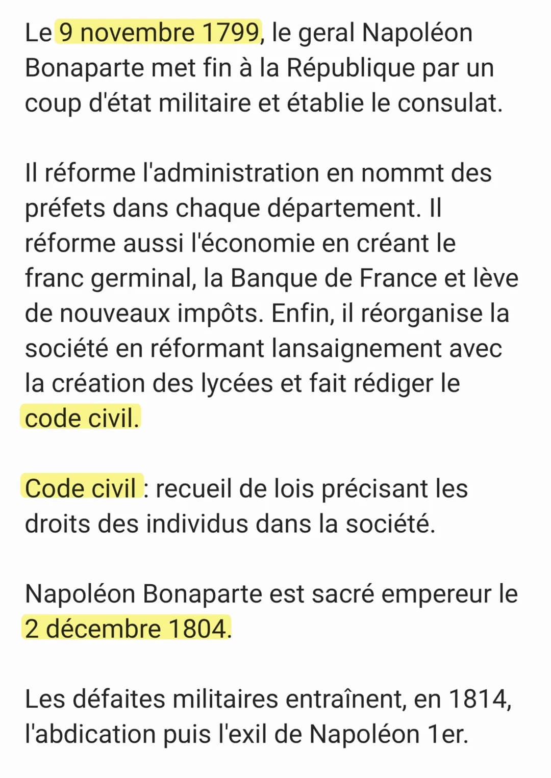 Jusqu'à 1791 : monarchie absolue

1791-1792: monarchie constitutionnelle

1792-1799: République

1799-1804: consulat

1804-1814: empire

Au 
