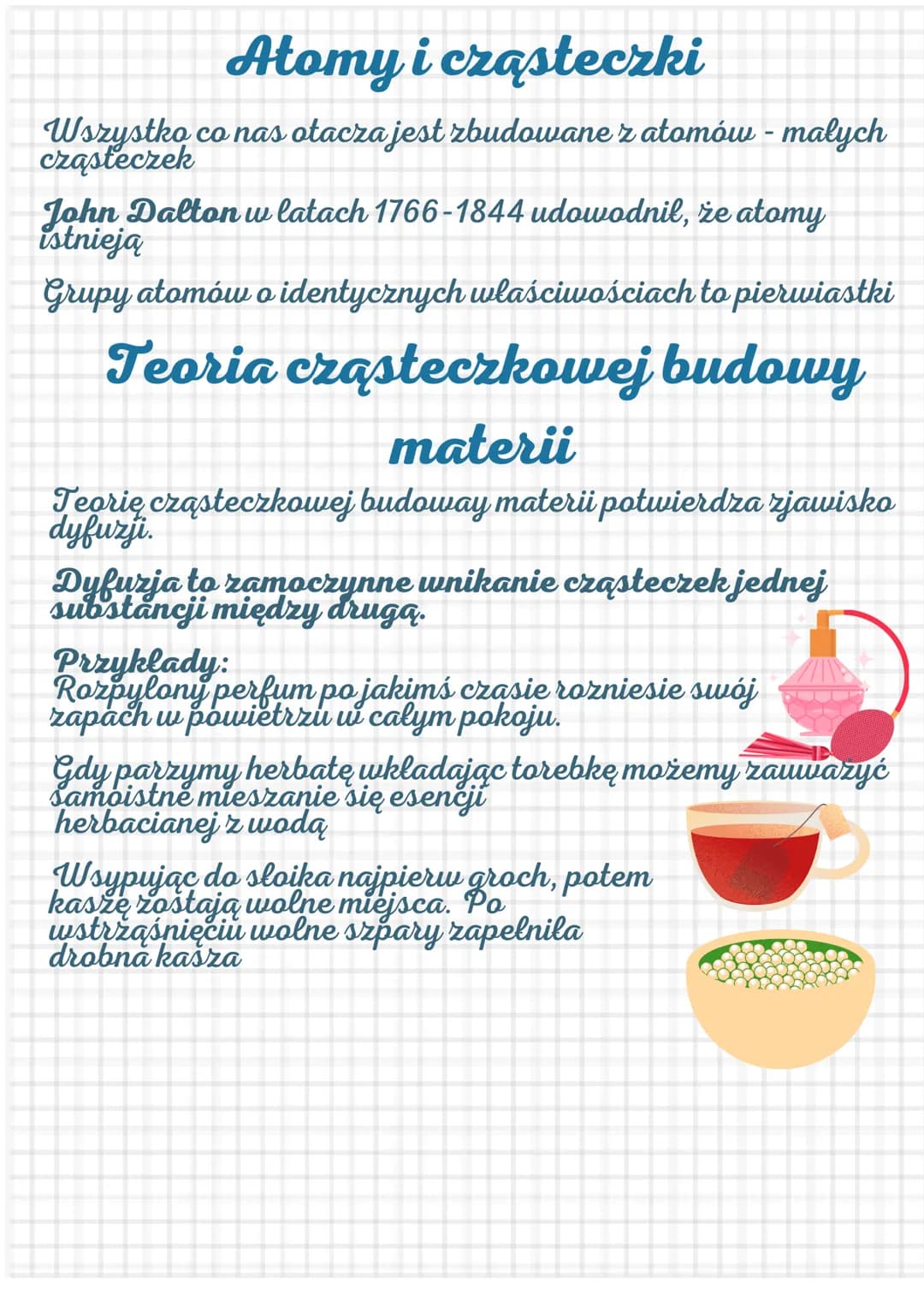 # Atomy i cząsteczki

Wszystko co nas otacza jest zbudowane z atomów - malych
cząsteczek

John Dalton w latach 1766-1844 udowodnił, że atomy