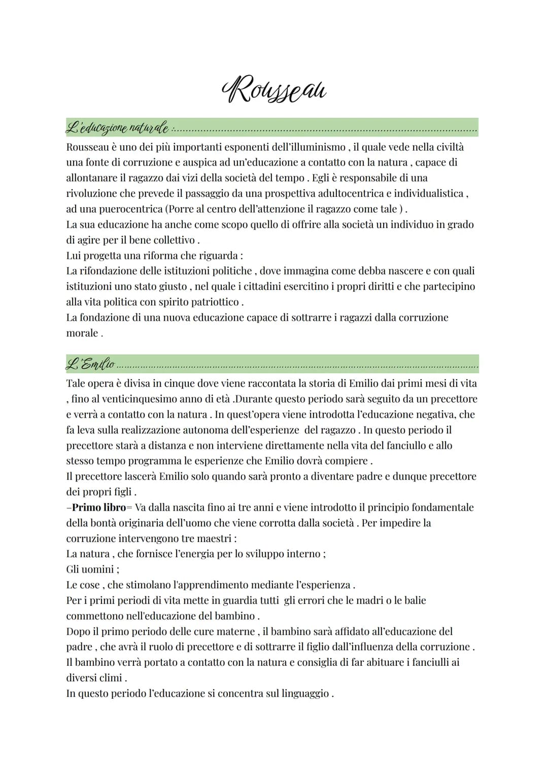 # Rousseau

L'educazione naturale......

Rousseau è uno dei più importanti esponenti dell'illuminismo, il quale vede nella civiltà
una fonte