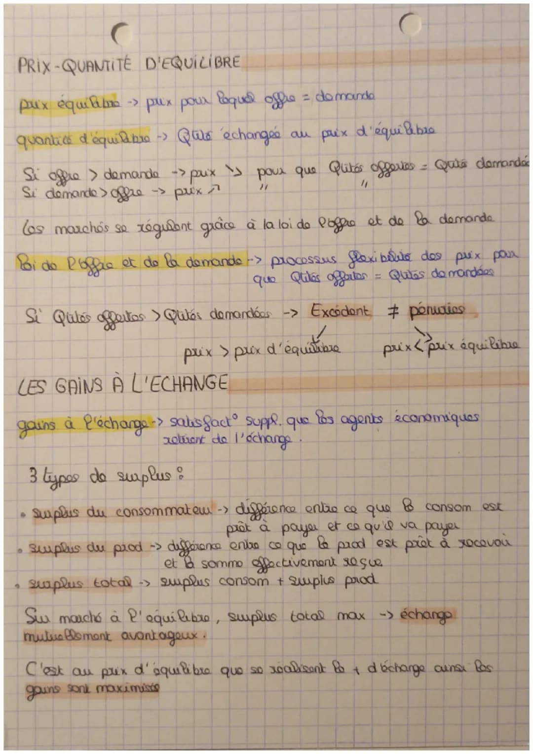 # LES MARCHÉS 1.

marche lieu physique ou vituée où se zencontra Poffre et la
demande dans le but de réalise in echarge.

3 grands marchés -