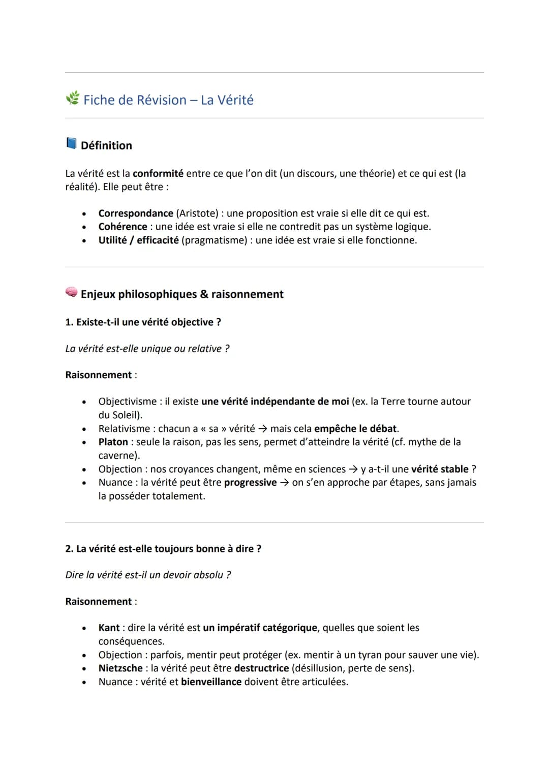 # Fiche de Révision - La Conscience

## Définition

La conscience est la connaissance que le sujet a de lui-même et du monde :

* Conscience