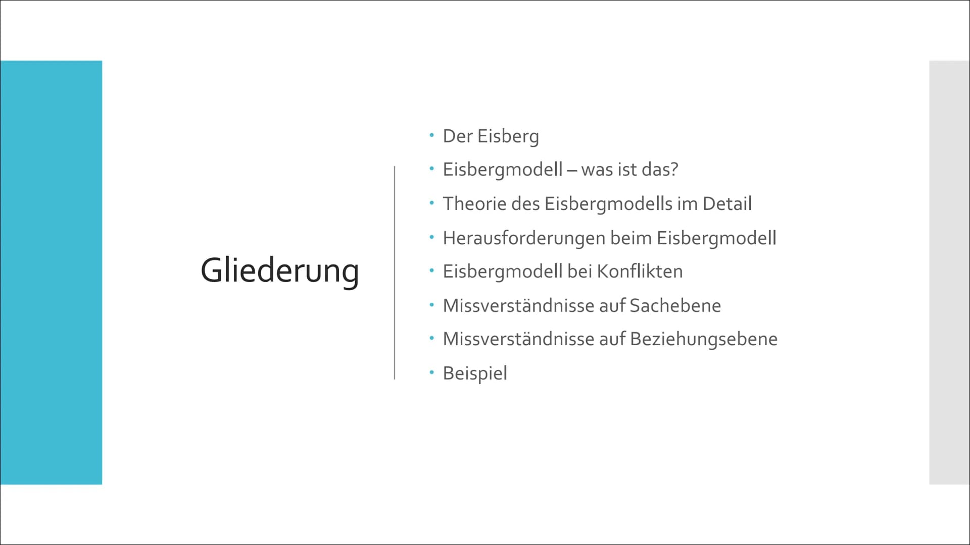 Fiona, Klaudia & Djamila

Eisbergmodell
Sigmund
Freud • Der Eisberg

• Eisbergmodell – was ist das?

• Theorie des Eisbergmodells im Detail
