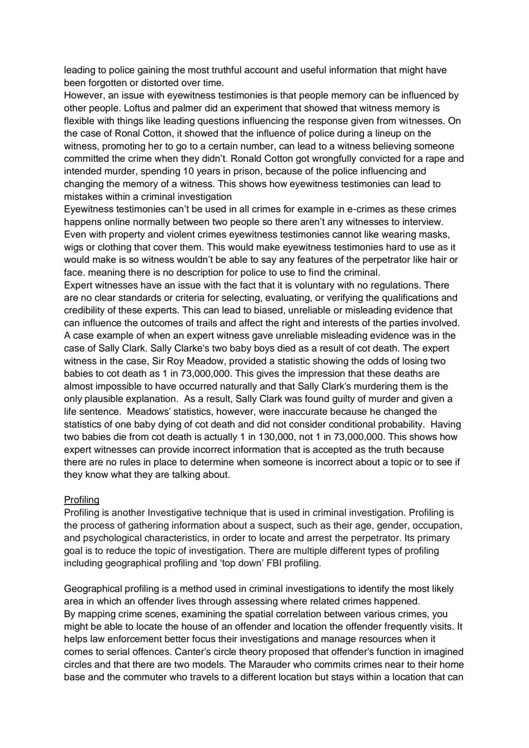 # Unit 3: AC1.2: Asses the usefulness of investigative Techniques in criminal
investigations.

Forensics

Forensics is a technique in which 