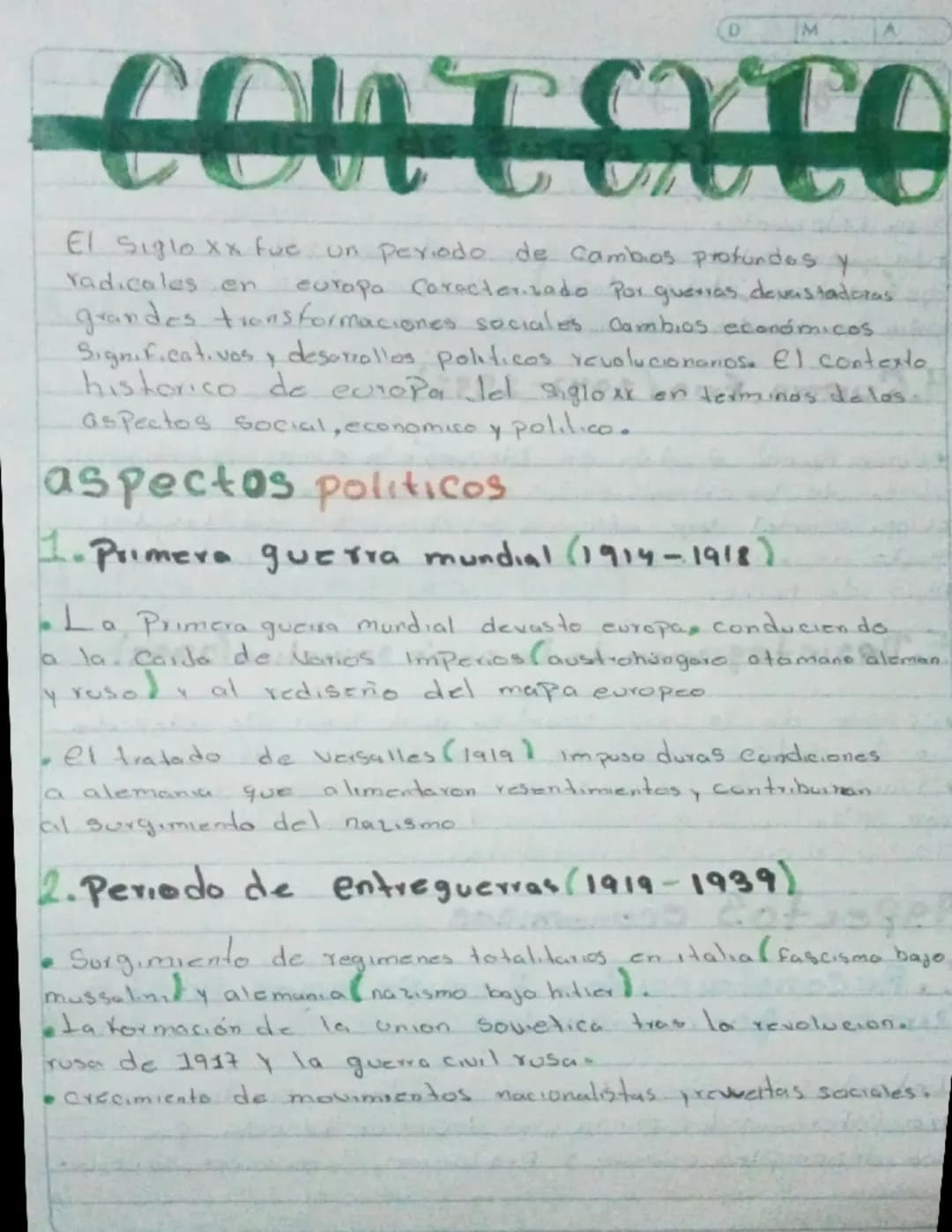 # CONTEXTO

El siglo xx fue un periodo de cambios protundes y
radicales en europa Caracterizado por guerras devastadoras
grandes transformac