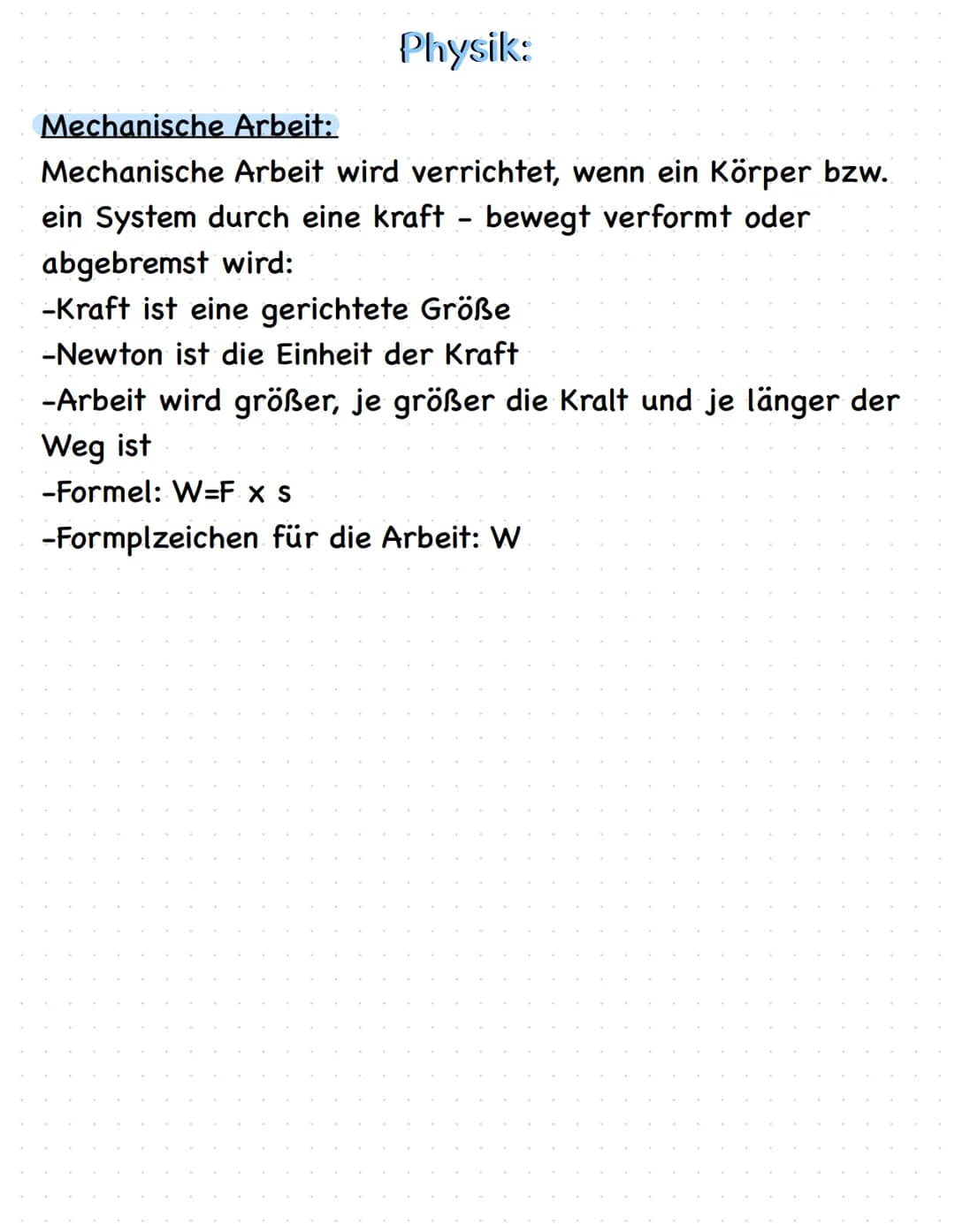 # Physik:

Energieformen:
- Bewegungsenergie (kinetische Energie)

In einem Gegenstand oder einem Körper, der in Bewegung
ist, steckt Bewegu
