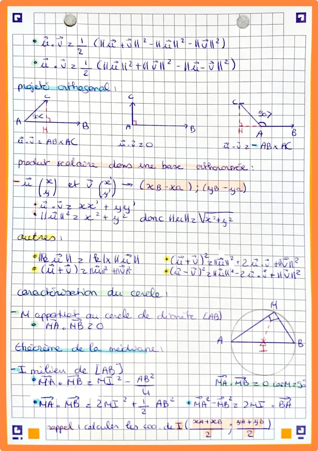 # produit scalaire

definition,
- $\vec{u} = AB$ et $\vec{v} = AC$ sent ders vecteurs.
- $\vec{u} \neq 0$ et $\vec{v} \neq 0$ das, $AB \time