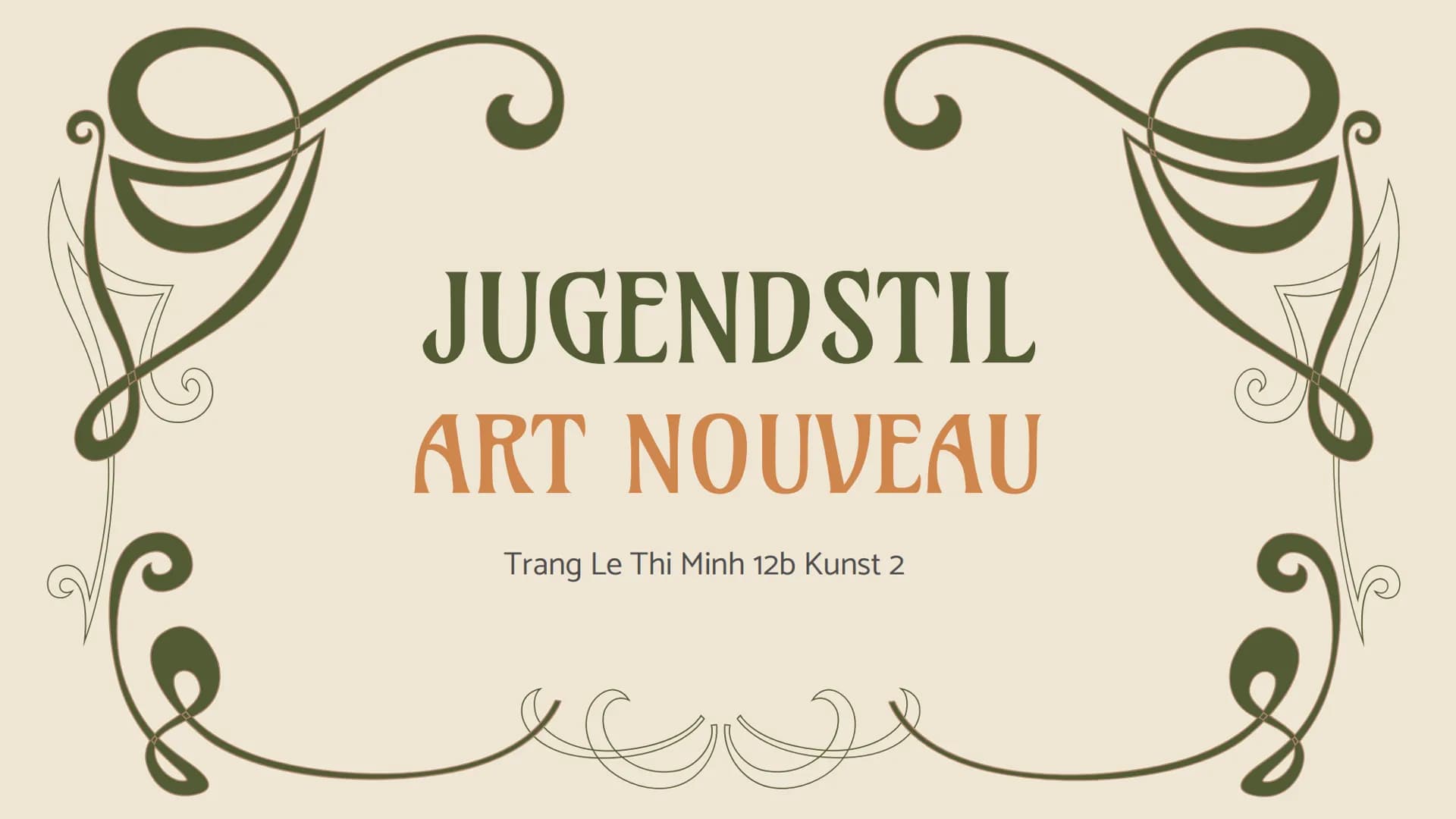 # JUGENDSTIL

## ART NOUVEAU

Trang Le Thi Minh 12b Kunst 2 # Gliederung

1. Entstehung
2. Merkmale
3. Architektur
4. Handwerk
5. Mode „Edwa