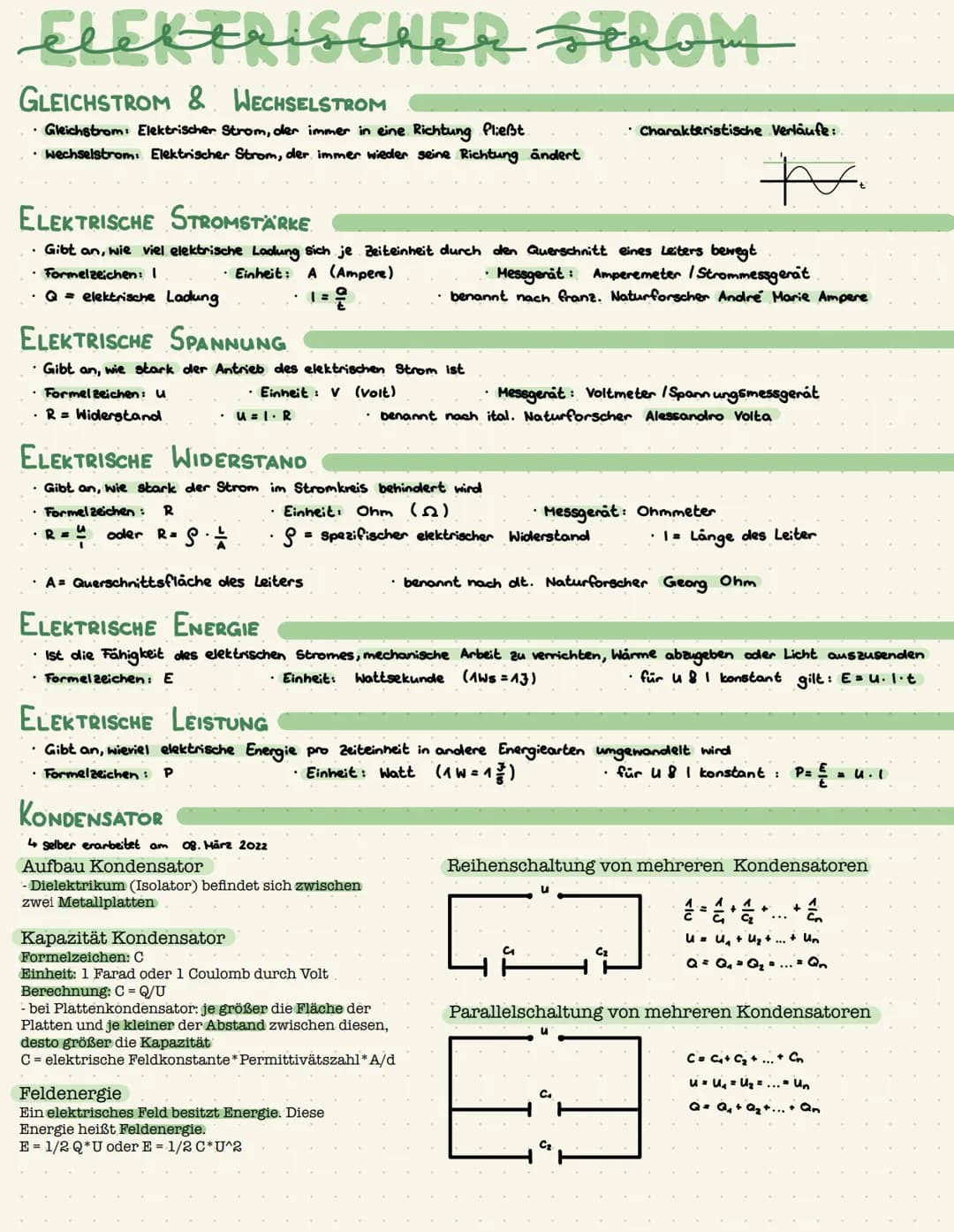 # ELEKTRISCHER SEROM

## GLEICHSTROM & WECHSELSTROM
- Gleichstrom Elektrischer Strom, oder immer in eine Richtung Pließt
- Wechselstrom Elek