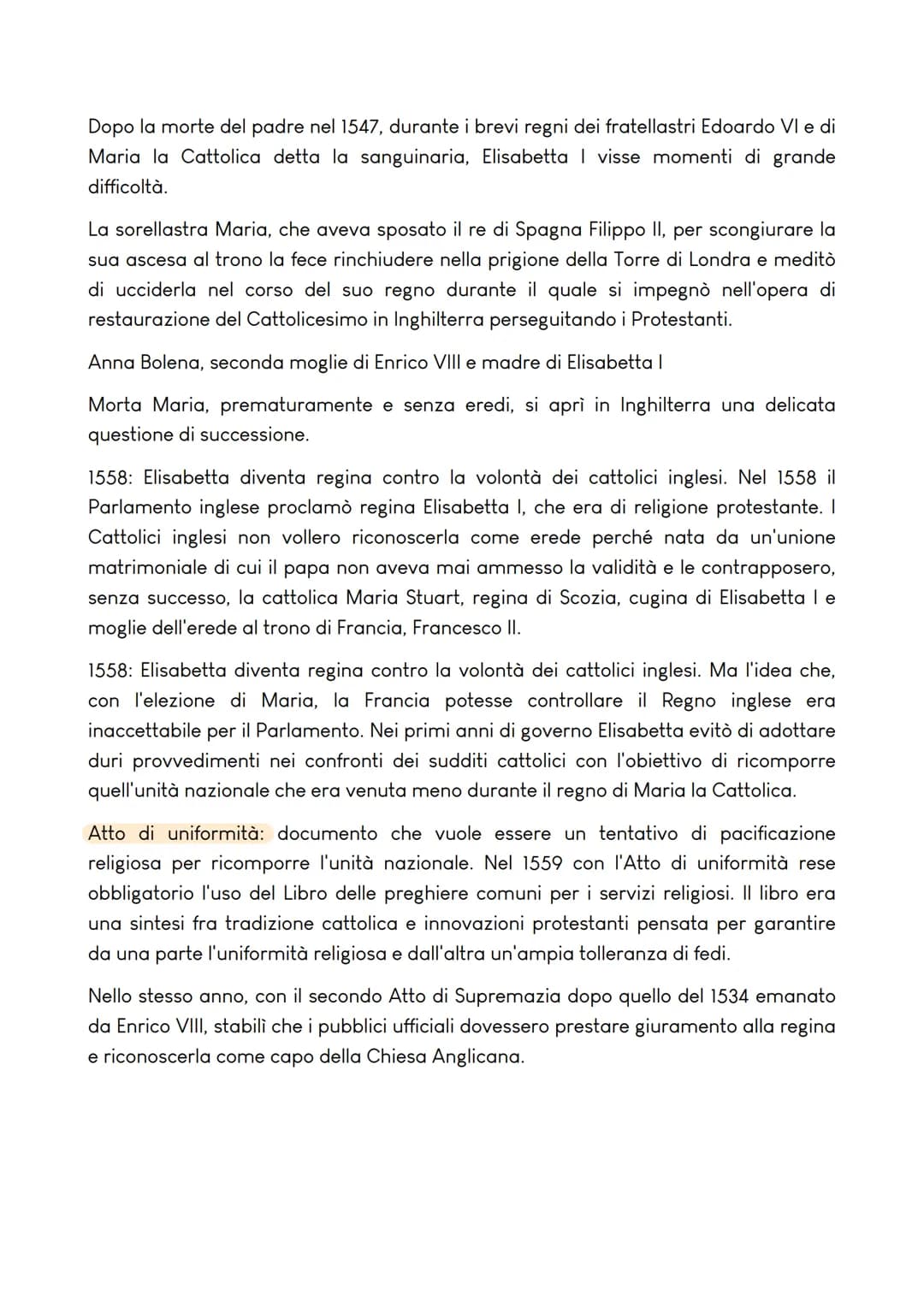 # ELISABETTA I TUDOR
(1558-1603)

Pensiero politico

Portò avanti una politica di pacificazione
religiosa e di mobilità sociale. Favori la
c