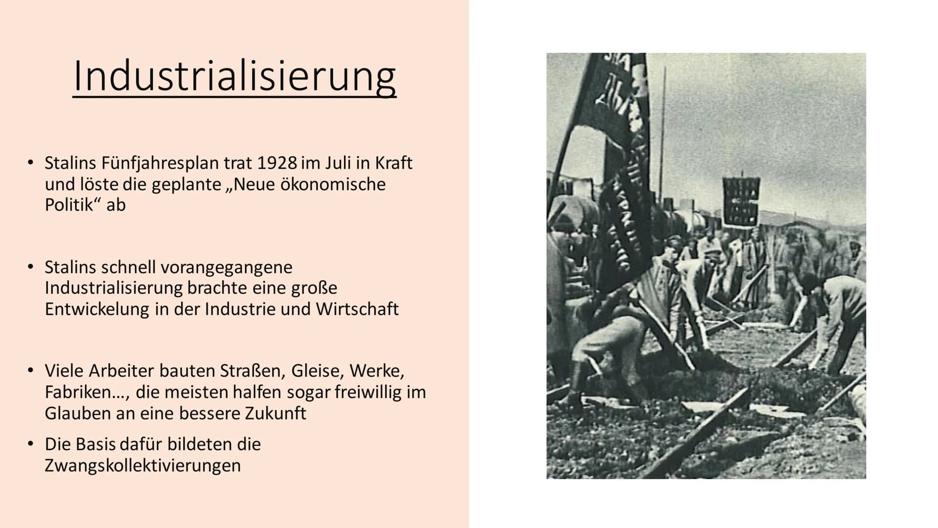 # Stalinismus

Die Diktatur von Josef Stalin 1928-58 Inhaltsverzeichnis

• Was ist Stalinismus?
• Vorherige Einflüsse
• Zwangskollektivierun