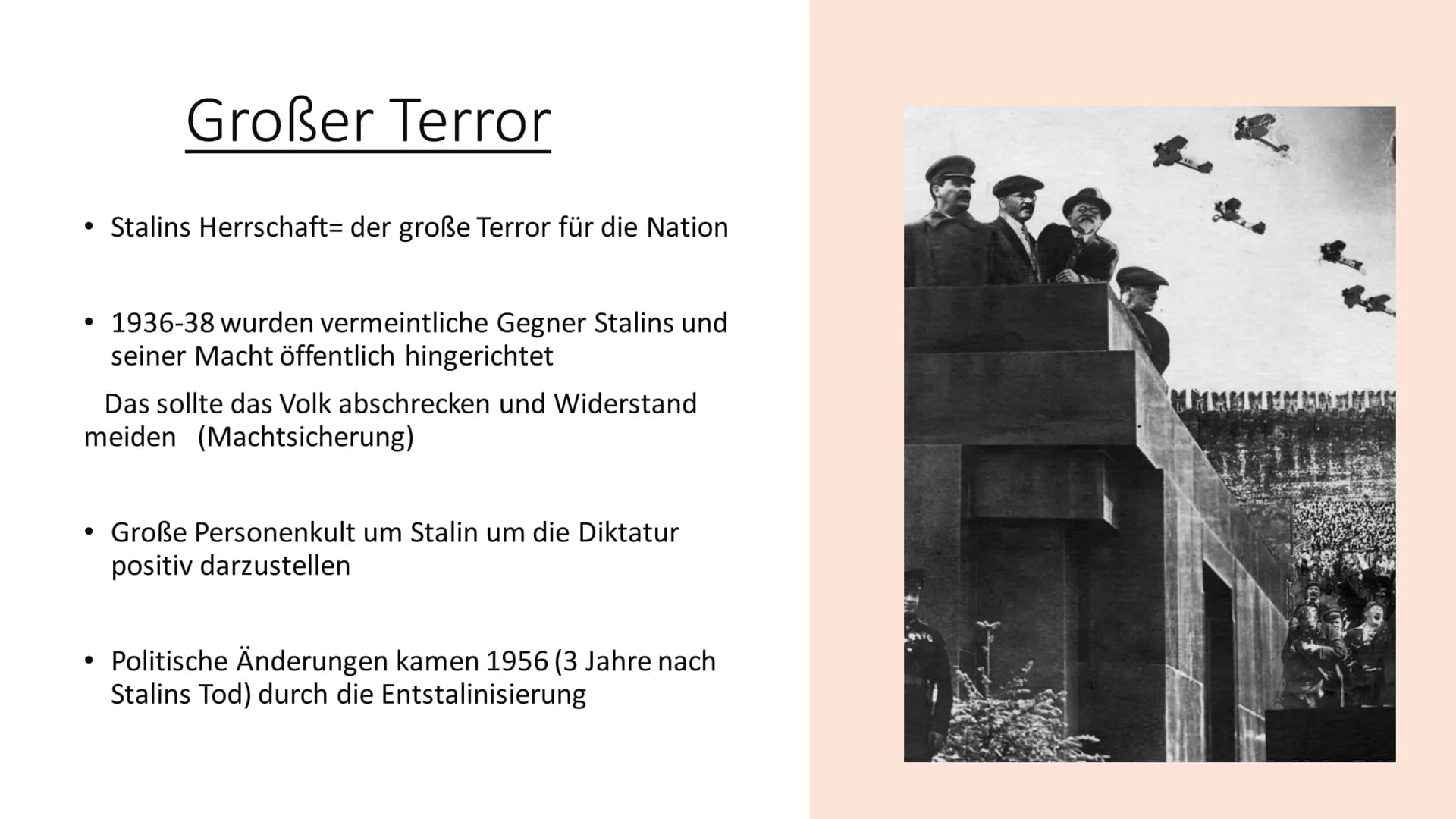 # Stalinismus

Die Diktatur von Josef Stalin 1928-58 Inhaltsverzeichnis

• Was ist Stalinismus?
• Vorherige Einflüsse
• Zwangskollektivierun