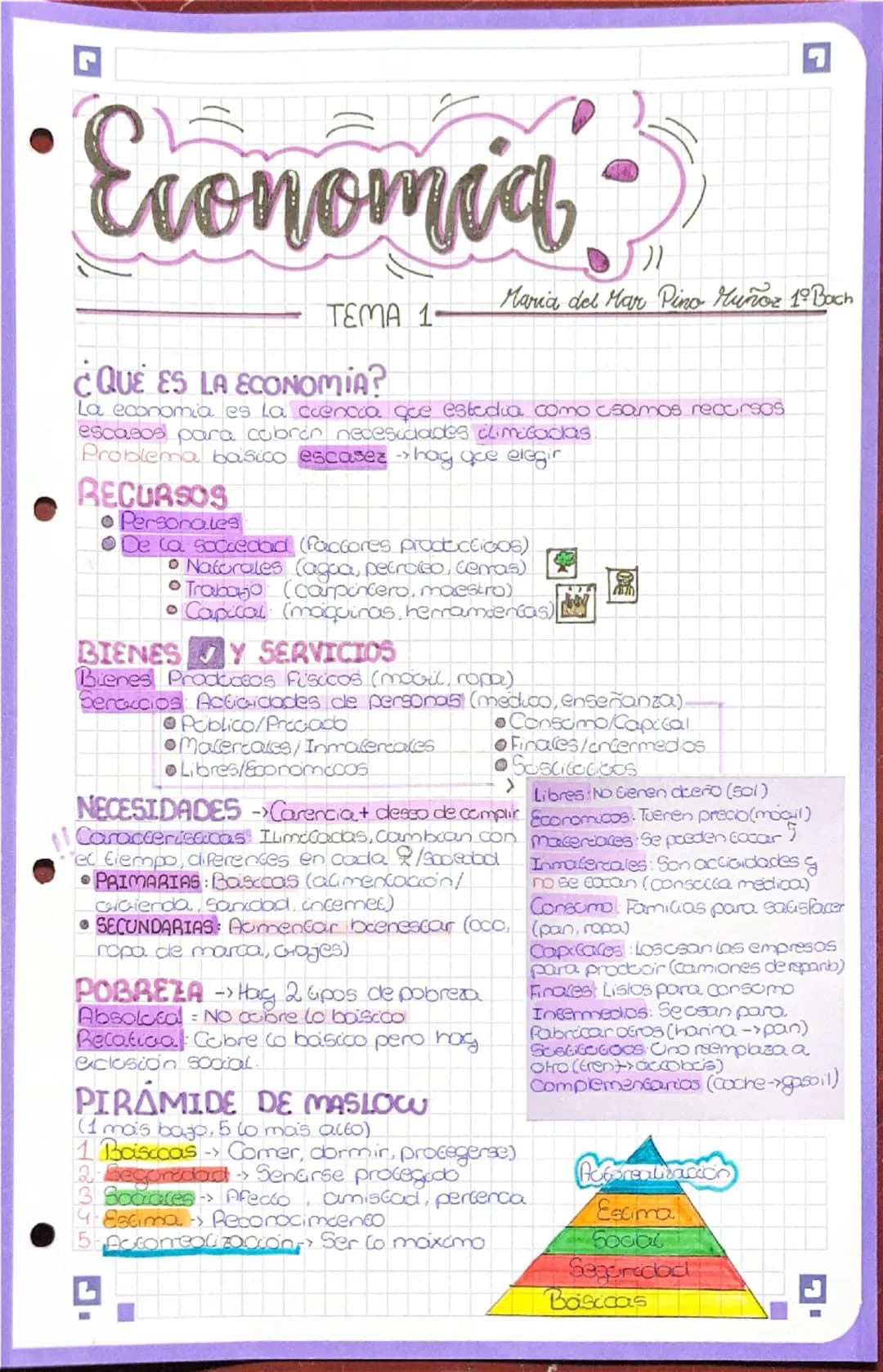 # Economia

TEMA 1-

11

Maria del Mar Pino Muñoz 1º Bach

¿QUÉ ES LA ECONOMIA?

La economia es la ciencia que estodia como asamos recursos
