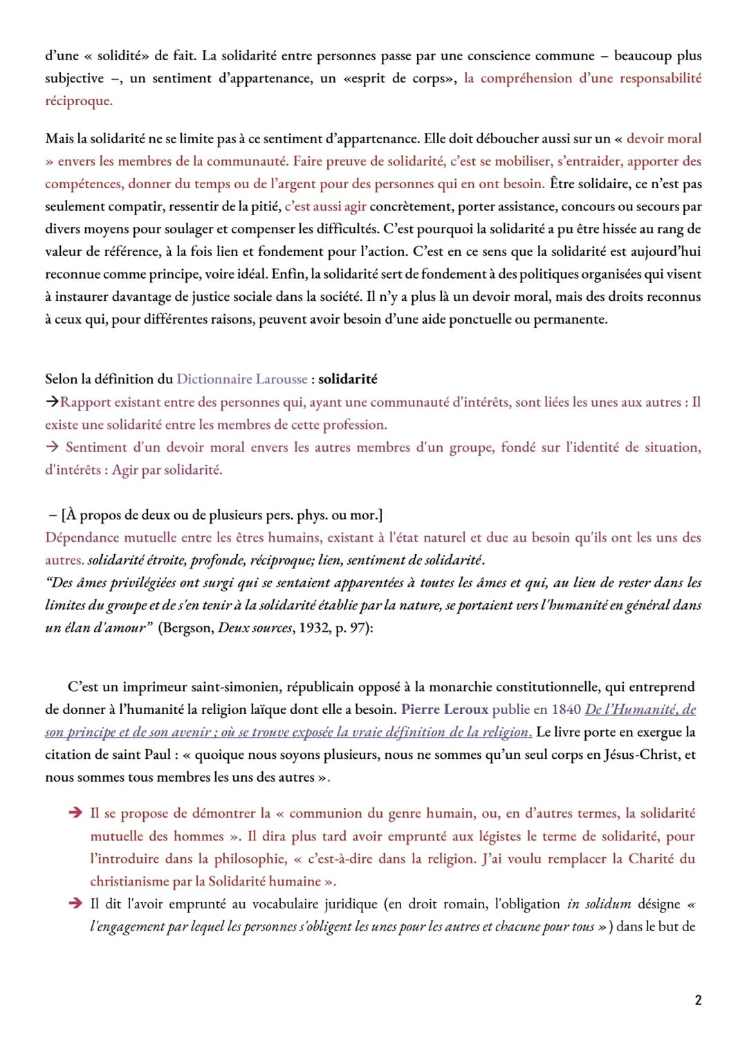 d'une << solidité» de fait. La solidarité entre personnes passe par une conscience commune beaucoup plus
subjective, un sentiment d'apparten