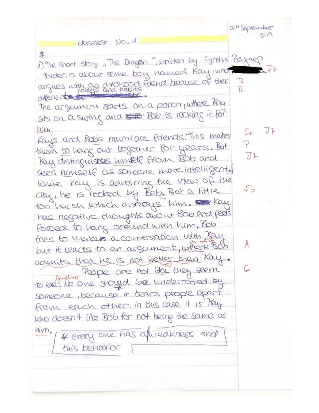 READING LITERATURE

Text: Cynthia Forder, The Dragon

Assignments:
1. Summarize the plot of short story The Dragon in about 70-80 words.
(Co