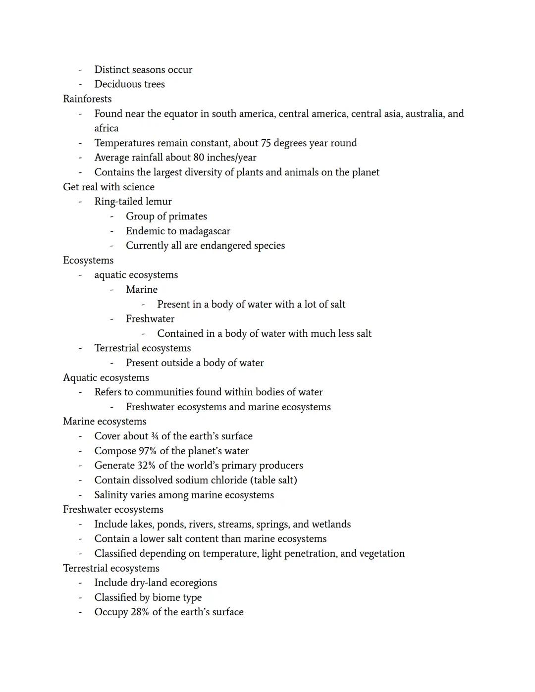 # Ecology 101
Species- a group of interbreeding organisms that do not ordinarily breed with members of
other groups
Adaptation- specialized 