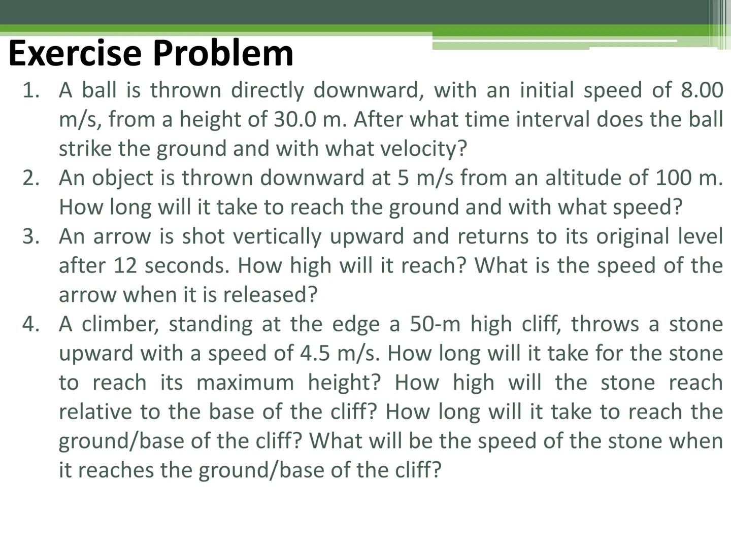 # General Physics 1

Free-falling Objects # Freely Falling Objects

Activity
Free Fall Demo # Freely Falling Objects

A freely falling objec