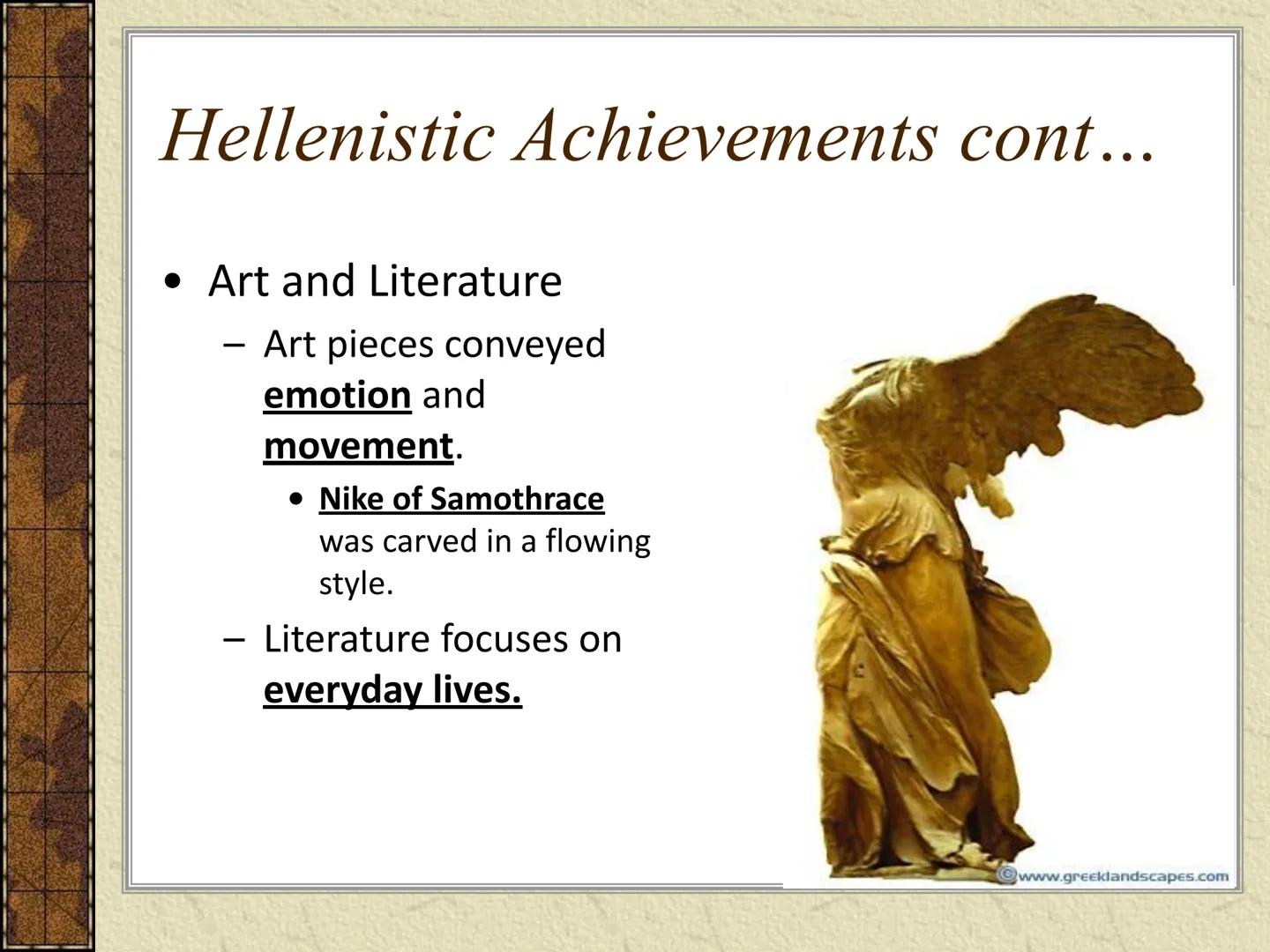 # Hellenistic Greece # Alexander's Empire on the year of his death

Alexandria

Major battle site
Route of Alexander
and his armies

City fo
