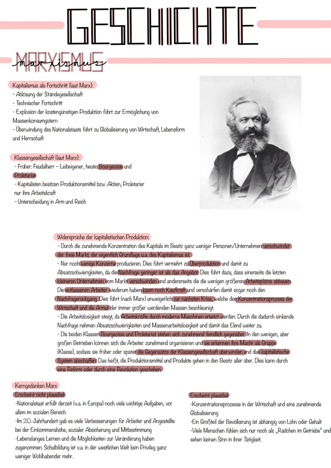 # GESCHICHTE

marxisnus

Kapitalismus als Fortschritt (laut Marx):
- Ablösung der Ständegesellschaft
- Technischer Fortschritt
- Explosion d