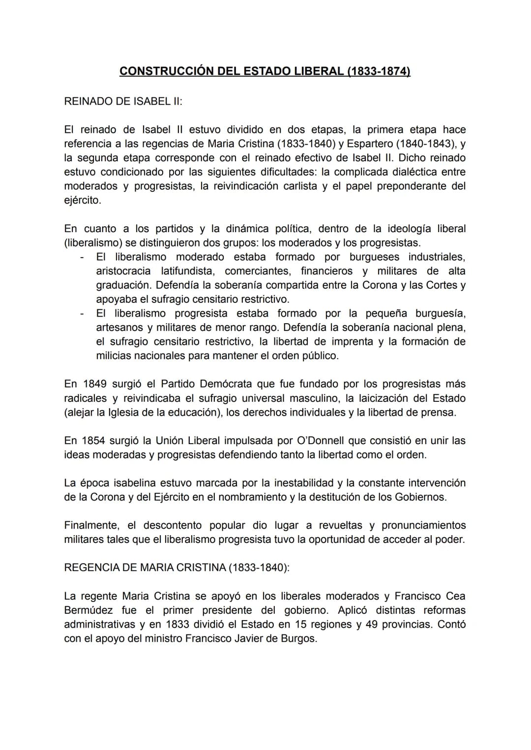# CONSTRUCCIÓN DEL ESTADO LIBERAL (1833-1874)

REINADO DE ISABEL II:

El reinado de Isabel II estuvo dividido en dos etapas, la primera etap