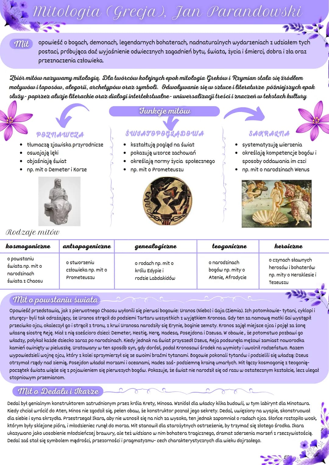 # Mitologia (Grecja), Jan Parandowski

Mit opowieść o bogach, demonach, legendarnych bohaterach, nadnaturalnych wydarzeniach z udziałem tych