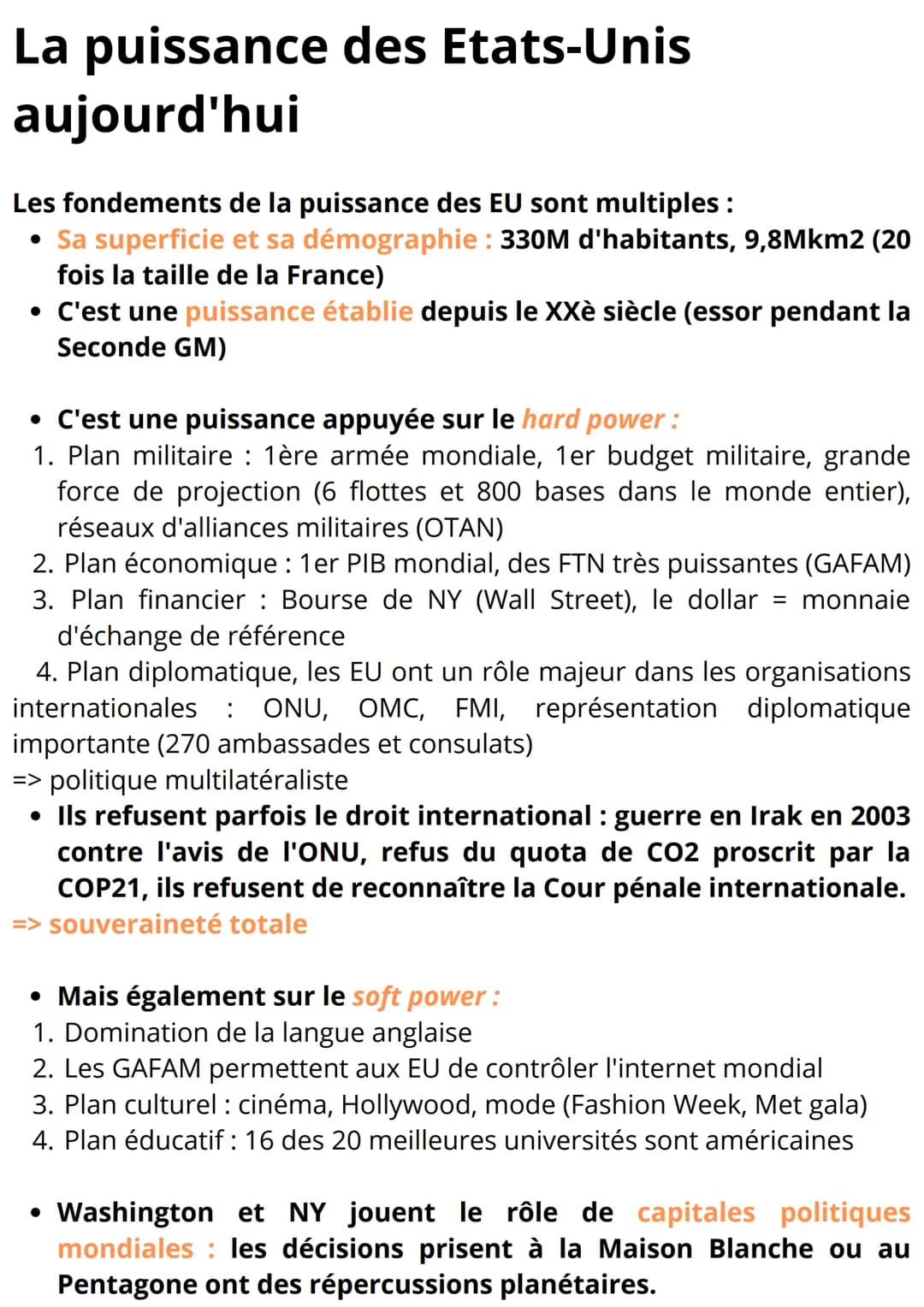 # Geopolitique
LES PUISSANCES
INTERNATIONALES

Facteurs et fondements d'une
puissance

• Puissance militaire: Russie, France, Chine, E.U
• T