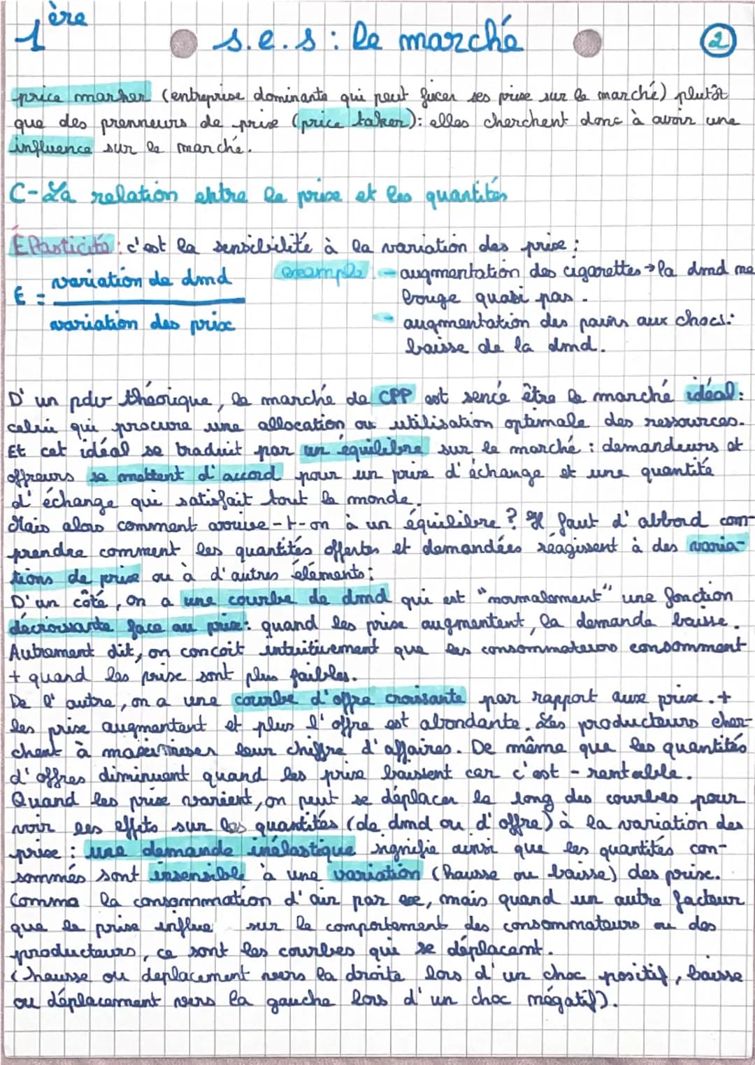 ere
1
Chap 1: Le Marché-S.E.S
④
PARTIE 1: Comment un marché concurrential fonctionne-t-is?
A-Qu'est-ce qu' en marché?

Le marché est une ins