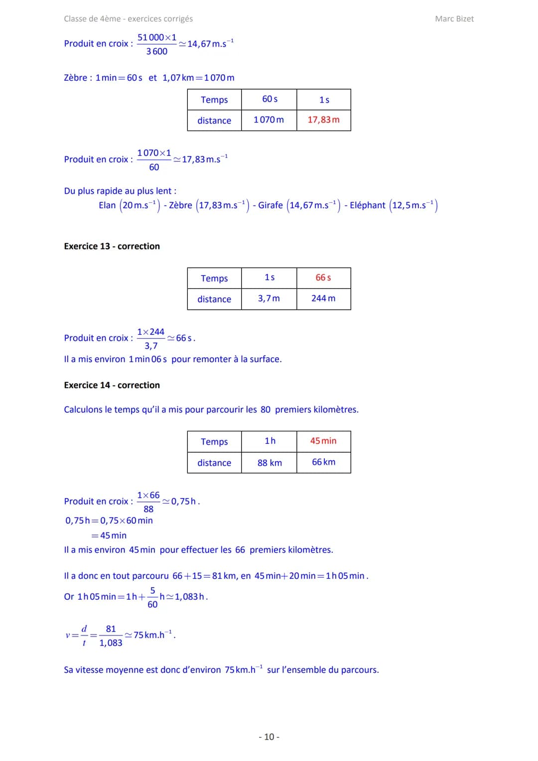 Classe de 4ème - exercices corrigés

Marc Bizet

Proportionnalité et applications: exercices

Exercice 1
Compléter le tableau de proportionn