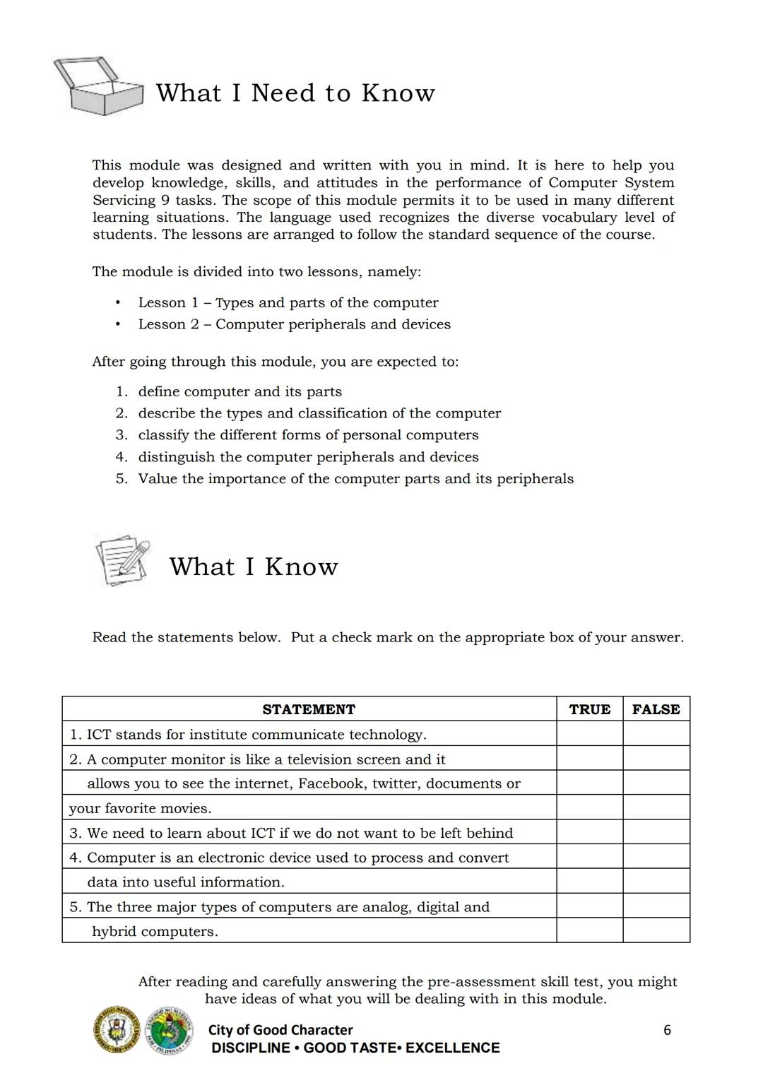 9
Department of Education
National Capital Region
SCHOOLS DIVISION OFFICE
MARIKINA CITY
TLE-Information and Communication Technology
Compute